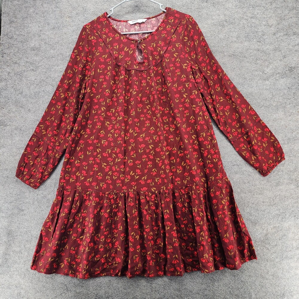 Sonoma Dress Womens Small Long Sleeve Long Sleeve Red Floral